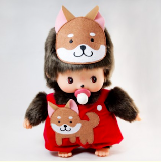 new monchhichi bebichhichi akita inu kun dog plush toy m size