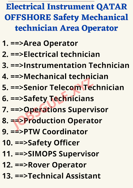 Electrical Instrument QATAR OFFSHORE Safety Mechanical technician Area Operator