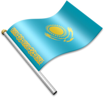 The Kazakhstani flag on a flagpole clipart image