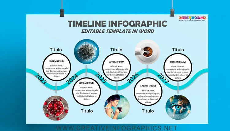 Blue curved line timeline template