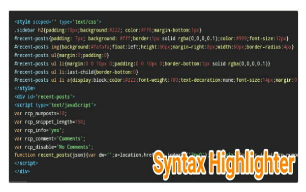 tampilan syntax highlighter