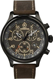 Timex Men's Expedition Leather Watch, Chronograph, 100 Meter WR, Indiglo, T49905
