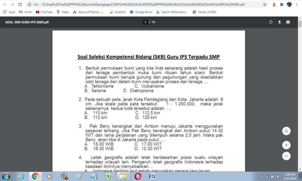 Contoh soal tes P3K guru IPS SMP lengkap dengan jawabannya - antapedia.com