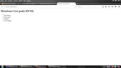 Tutorial HTML : Membuat List pada html