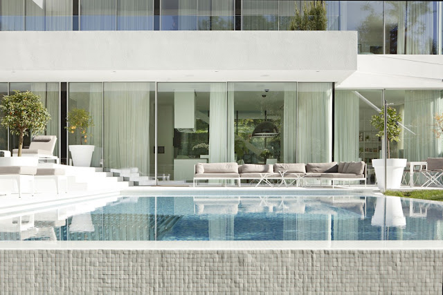 Blue modern swimming pool