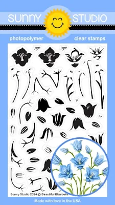 Sunny Studio Beautiful Bluebells 4x6 Clear Photopolymer Flower Spring Flower & Stems Layering Stamps
