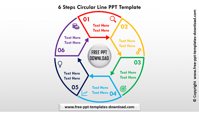 6 Steps Circular Line PPT Template Download