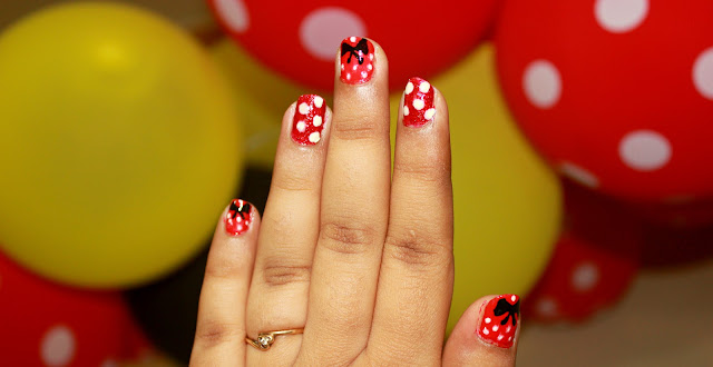 Easy Disney Minnie Mouse Nail Art 