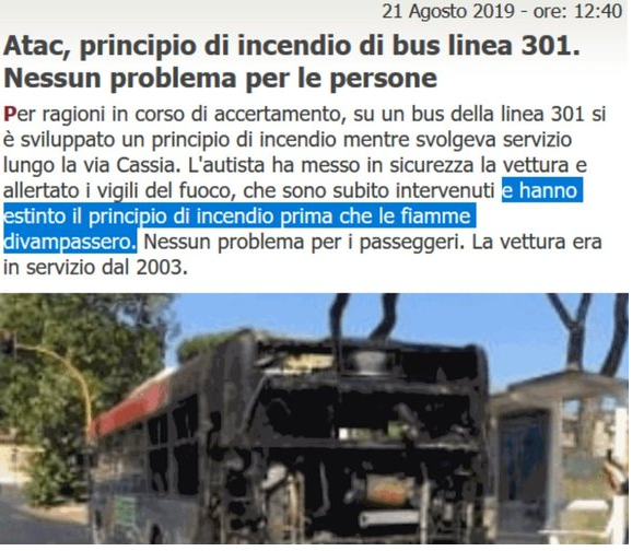 La Situazione Trasporto Pubblico a Roma lunedì 26 agosto