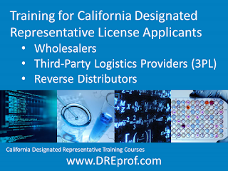 California Board-approved California Designated Representative online training courses for:      Wholesalers | 3PL (third-party logistics providers) | Reverse Distributors