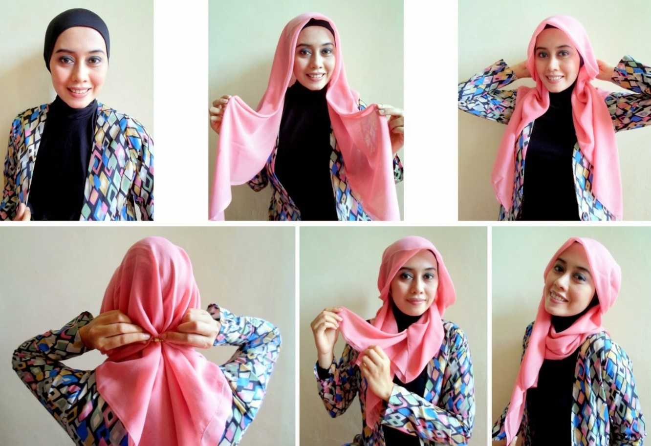 23 Tutorial Hijab Wisuda Segi Empat Dua Warna Yang Simpel Dan