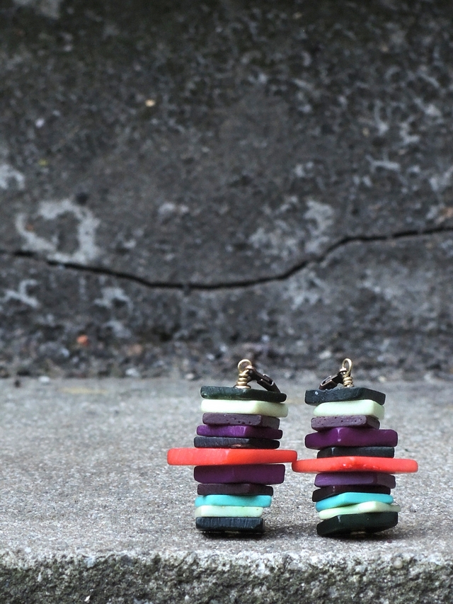 DIY oorbellen/earrings 'kubisme'