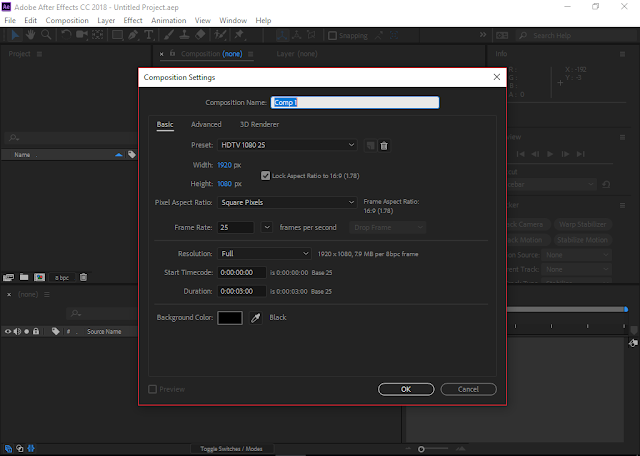 Adobe After Effects CC 2018 | Composition settings