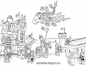 Free activity complex artwork printable medieval drawing Lego city castle coloring pages for teens