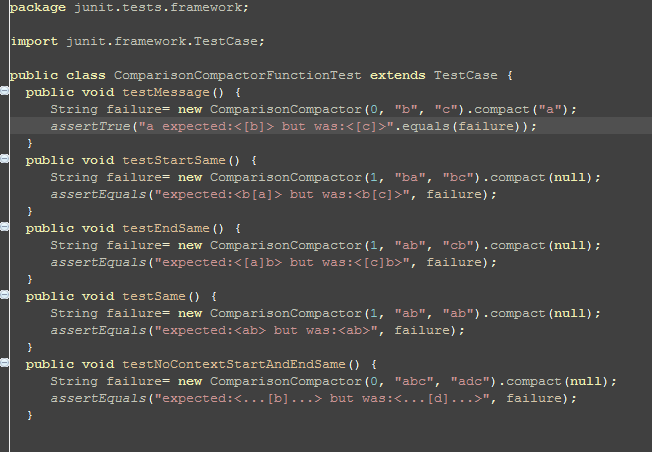 assertEquals("expected:<b[a]> but was:<b[c]>", failure);