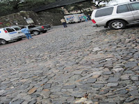 steep cobblestone street