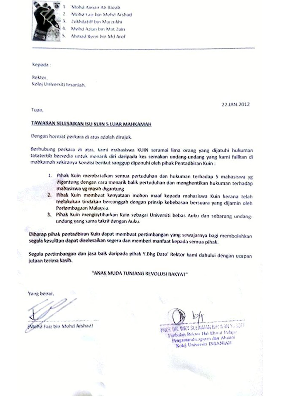 Contoh Surat Rayuan Kemasukan Pra Sekolah