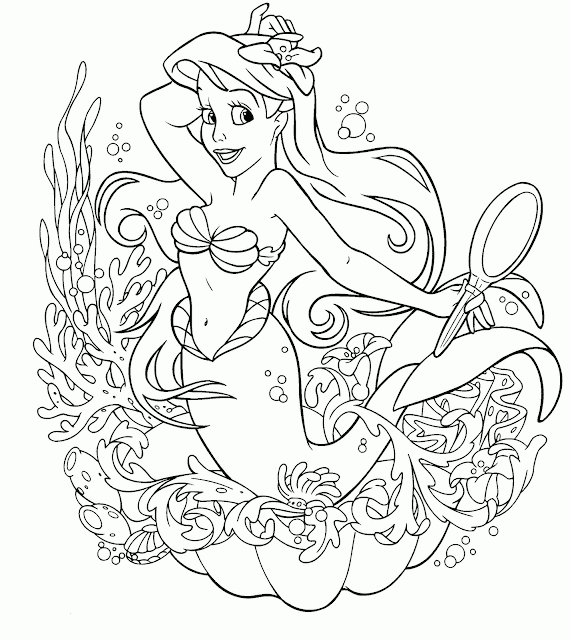 Disney Princess Ariel Coloring Cartoon Drawing Free wallpaper