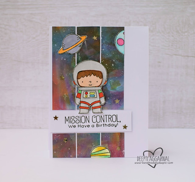 Galaxy theme birthday card  MFT stamps