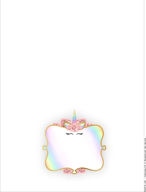 Unicorn with Rainbow: Free Printable Invitations. 