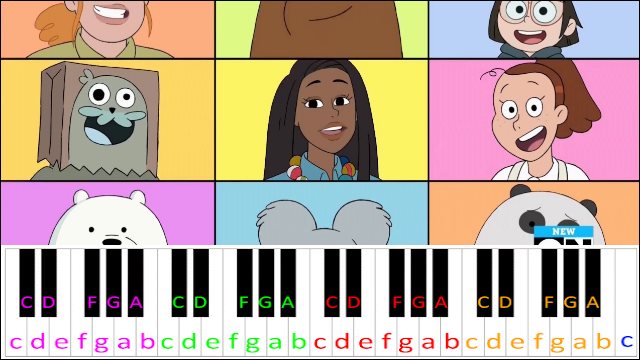 We Bare Bears Theme Song Piano / Keyboard Easy Letter Notes for Beginners