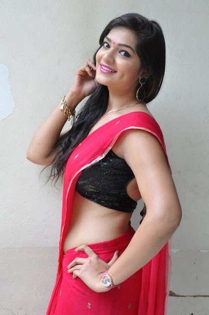 Ashwini armpits and navel in red saree