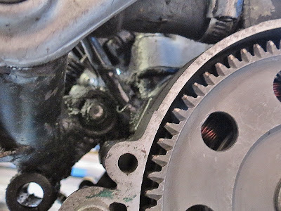 Cagiva mito 125 engine removal , removing the engine .