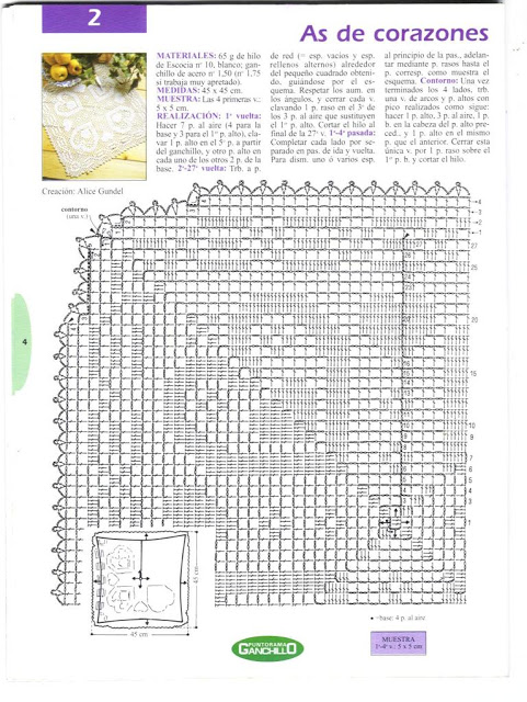 Diagramme napperon carré 