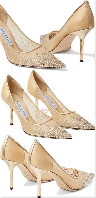 ♦Jimmy Choo champagne brown Love 85 mesh pointed-toe pumps with dégradé crystals #jimmychoo #shoes #brown #brilliantluxury