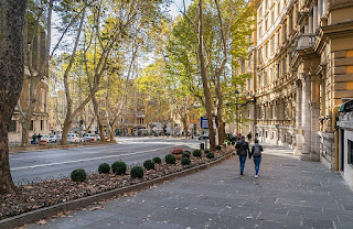 The tree-lined Via Veneto was a symbol of wealth and luxury the mid-20th century Rome