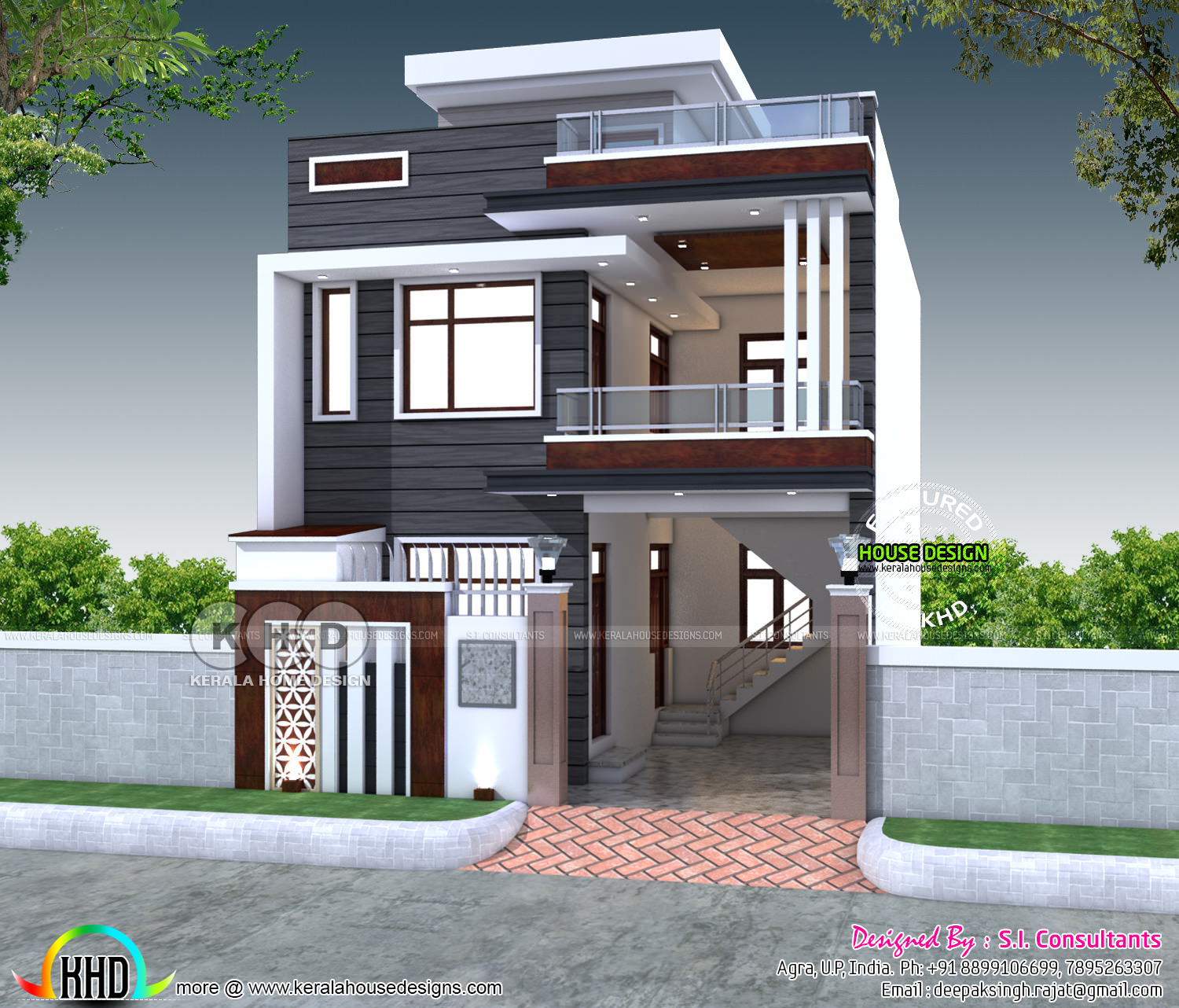 2200 sq ft 4  bedroom  India  house  plan  modern style Kerala home  design  and floor plans  8000 