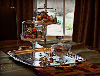 ornaments displayed in covered glass containers