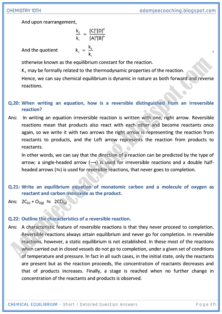 chemical-equilibrium-short-and-detailed-question-answers-chemistry-10th