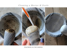 cleaning a mortar and pestle