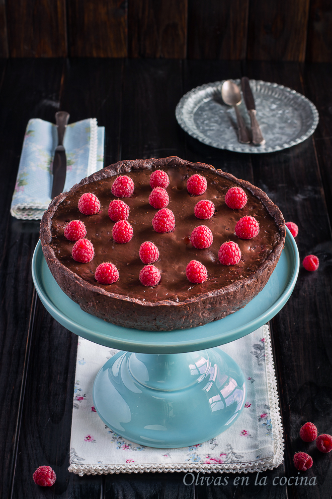 Tarta de chocolate y frambuesas