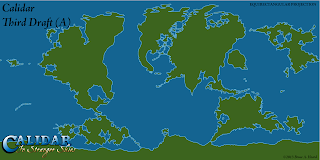 The World of Calidar, Third Draft World Map, Equirectangular Projection