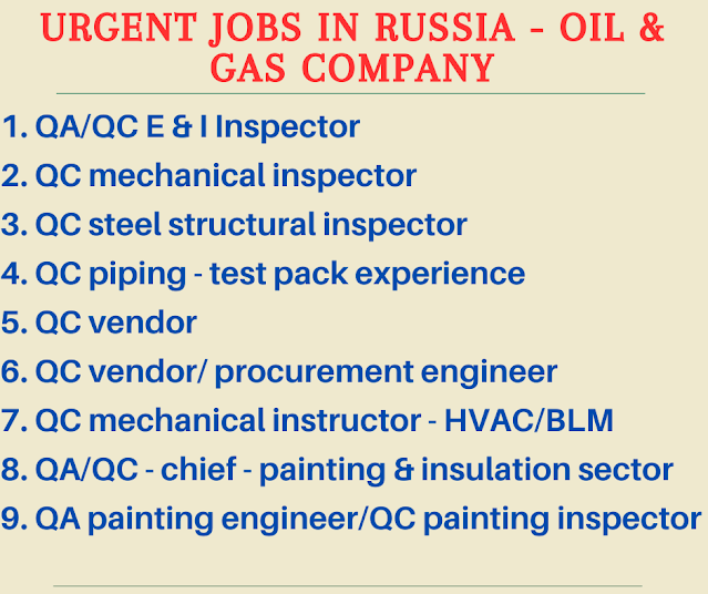 Urgent jobs in Russia - Oil & Gas Company