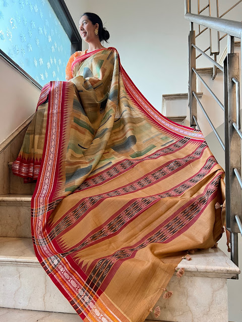 Vidarbha Tussar karvati kinaar saree