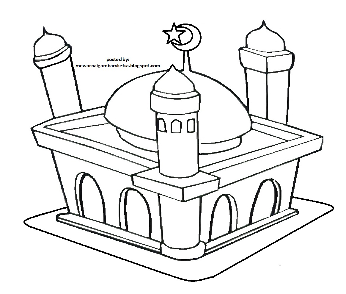 Mewarnai Gambar: Mewarnai Gambar Sketsa Masjid 13