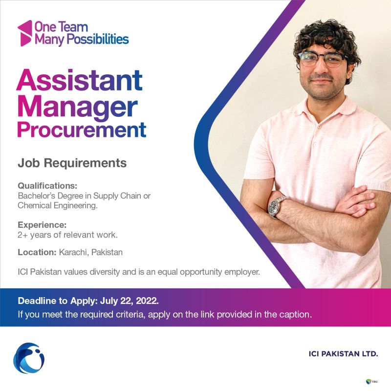 ICI Pakistan Ltd Jobs for Assistant Manager - Procurement