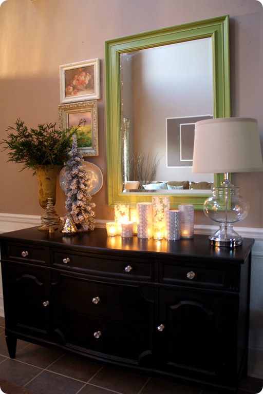 white and silver christmas vignette