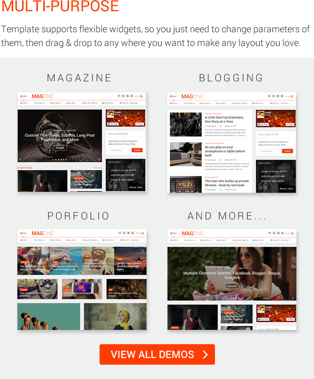 Multi-Purposes - MagOne - Magazine Blogger Template