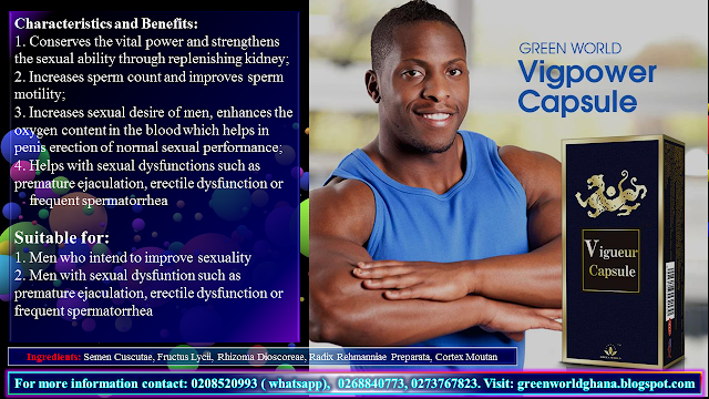 Health benefits of Green World Vigpower on low sperm count and libido