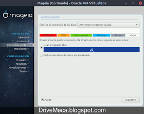Particionado del disco en Mageia Linux