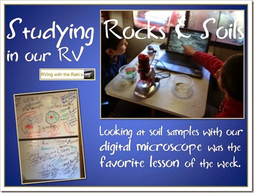 Studying Rocks & Soils in our RV - Great science lesson for roadschooling using our digital microscope to study soil samples we collected here on the farm.  RVing with the Rakis