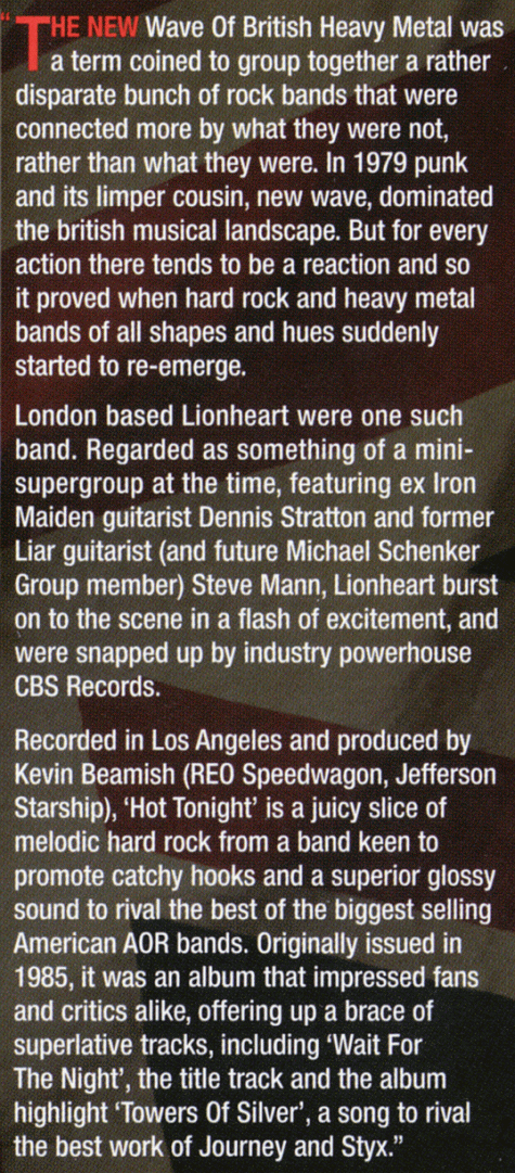 LIONHEART - Hot Tonight [Rock Candy remaster] (2012) review