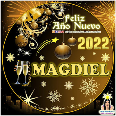 Nombre MAGDIEL por Año Nuevo 2022 - Cartelito mujer