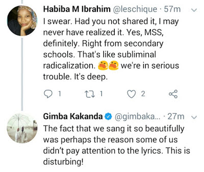 Muslim twitter user, Gimba Kakanda, shared the poem he said they were made to recite in primary school. He called it "dangerous" because he thinks the poem is being used to brainwash/radicalize pupils. Other muslims replied his tweet in total disbelief confirming they were made to recite it but at the time didn't read much to it.