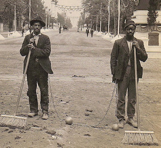 Chain Gang street sweepers, Washington, DC, 1909.