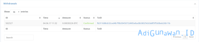 Bukti pembayaran / Withdraw HashFlare